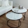Mesa living Nido estilo marmol redonda hierro 55 y 65 cm (Juego)