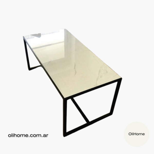 Mesa living estilo marmol rectangular hierro 50×90 x 40 cm de alto - Image 2