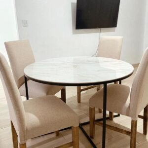Mesa redonda estilo marmol en 90 cm